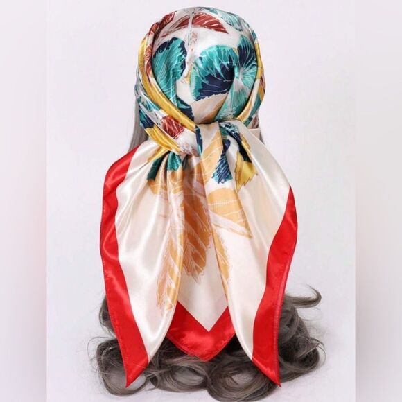 Colorful Feather Print Scarf G35 - Picture 1 of 4